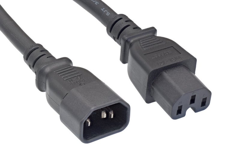 Cablelera AC Extension Power Cord, IEC320 C14 to IEC320 C15, 14 AWG, 15A, 250V (ZWACDEAE-03) - Image 1